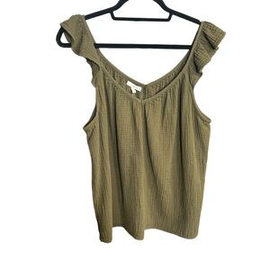 Maurices Olive Green Ruffle Strap Tank Top